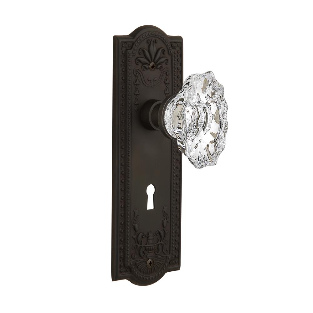 Nostalgic Warehouse 711109  Meadows Plate with Keyhole Passage Chateau Door Knob in Oil-Rubbed Bronze